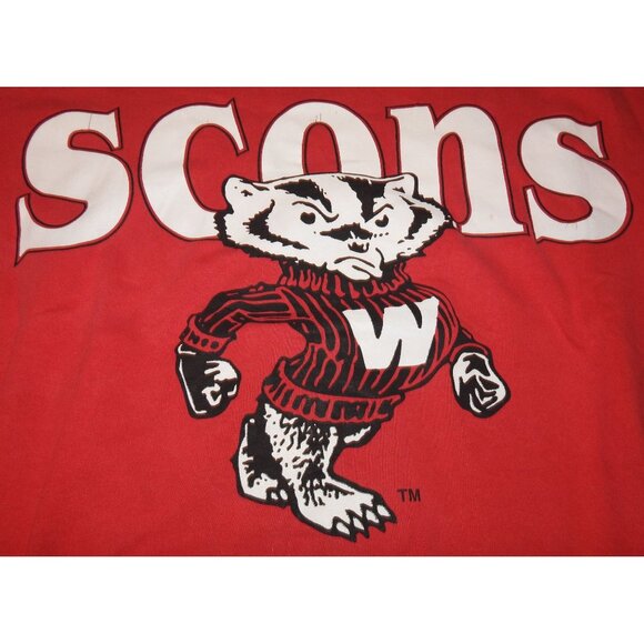 Vintage 90s University of Wisconsin Badgers Spell Out Crew Neck Sweatshirt 2XL - Picture 4 of 9